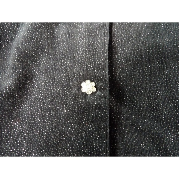 Susan Graver Style Jacket Black Glitter Faux Suede Black Rhinestone Button 1X Ne - Picture 7 of 10